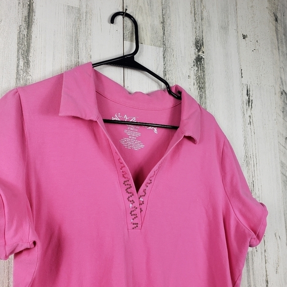La blues pink short sleeve collar tshirt women's plus size 18-20W - Picture 2 of 7